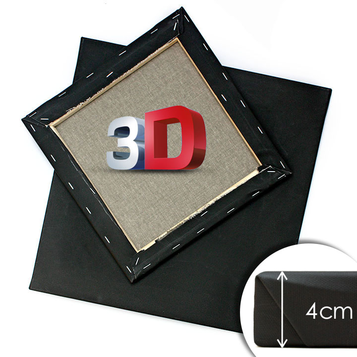 3D Crno slikarsko platno na okviru PROFI - odaberite dimenziju