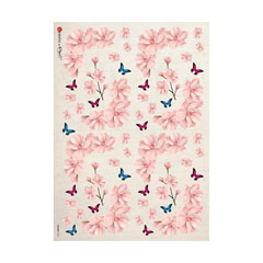 Rižin papir A3 Paper Design - Roza cvijeće