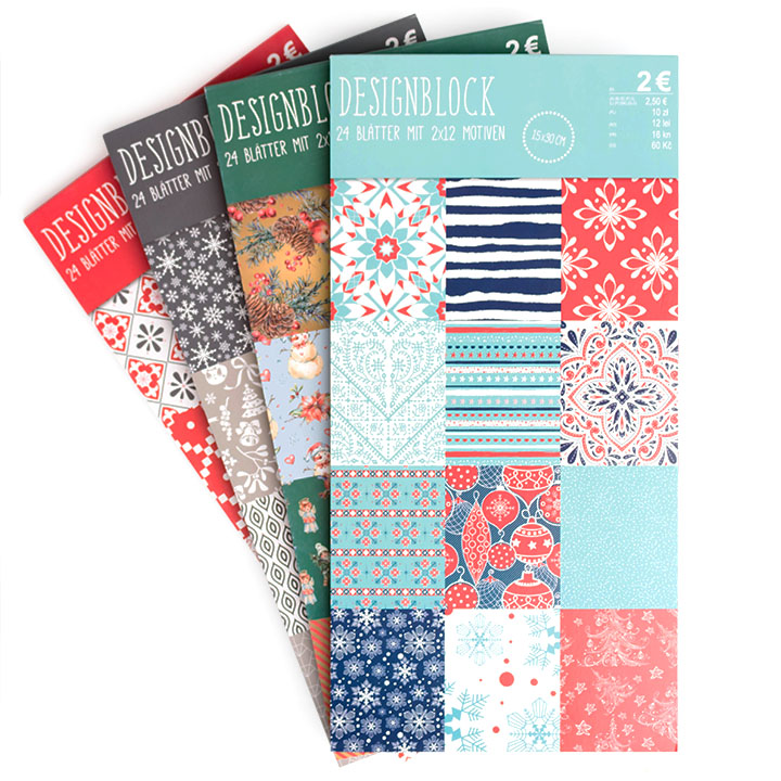 Papiri za scrapbooking 15 x 30 cm  | set od 4 bloka