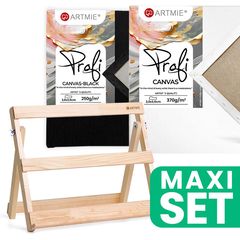 ARTMIE Set stolnih štafelaja s crno-bijelim PROFI platnom 40x30 cm