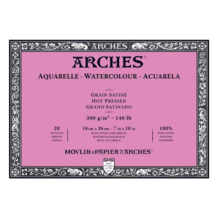 Blok ARCHES® Aquarelle Watercolour Hot Pressed - 18 x 26 cm Blok ARCHES® Aquarelle Watercolour Hot Pressed - 18 x 26 cm