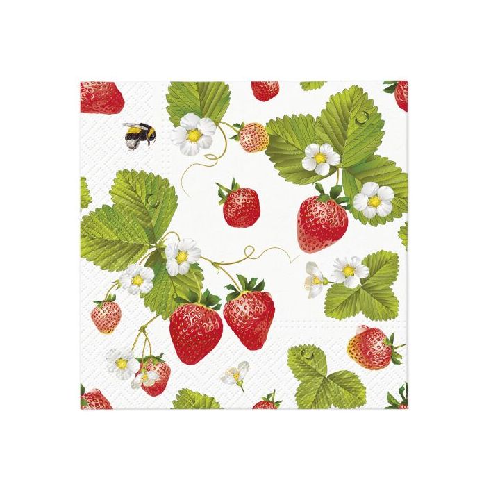 Decoupage salvete - Strawberries with Bees - 1kom