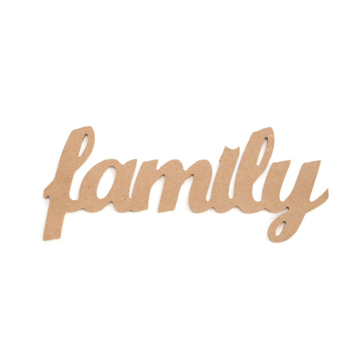 Drveni ukras od MDF-a - natpis family