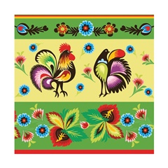 Eko salveta za dekupaž Folklore Roosters Green & Cream - 1 kom