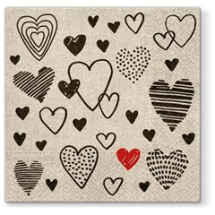 Eko salveta za dekupaž Heart - 1 kom