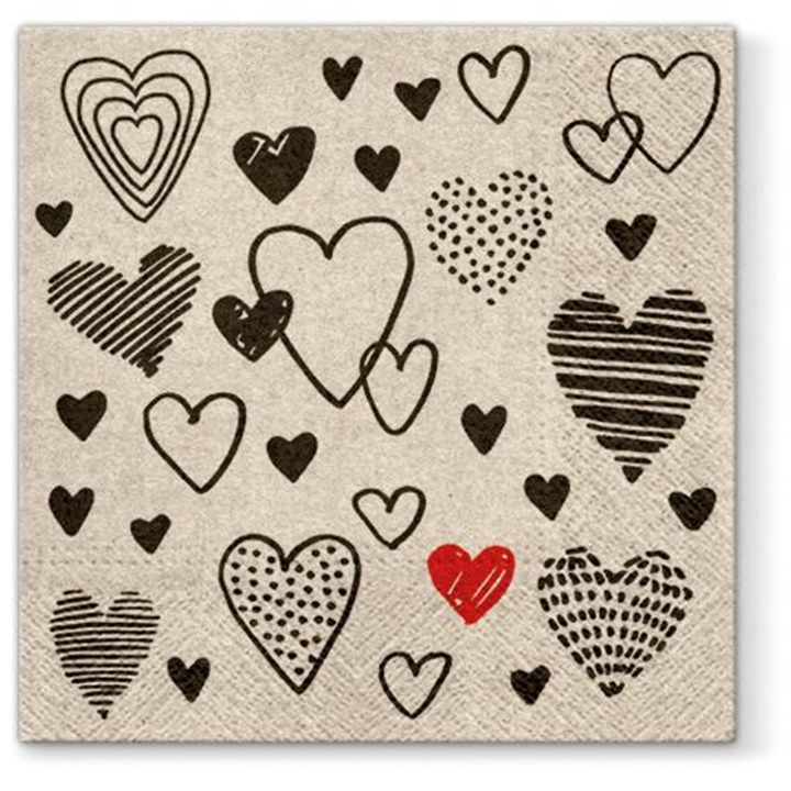 Eko salveta za dekupaž Heart - 1 kom Eko salveta za dekupaž Heart - 1 kom