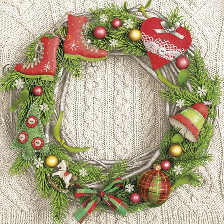 Eko salvete za dekupaž Classic Garland on Wool Pattern - 1 kom