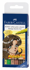 Flomasteri Art Pen PITT Manga Kaoiro - set Etui 6kom