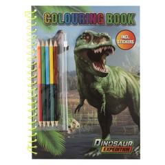 Knjiga za bojanje dinosaura A4 s naljepnicama i olovkama