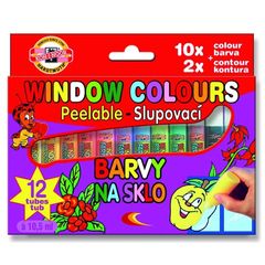 KOH-I-NOOR 12x10 ml set boja za staklo koje se mogu odljepiti