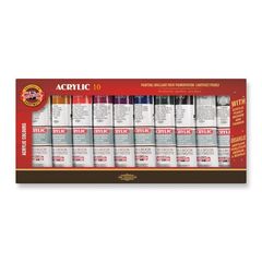 KOH-I-NOOR Acrylic 10 - Set akrilnih boja s medijem i razrjeđivačem