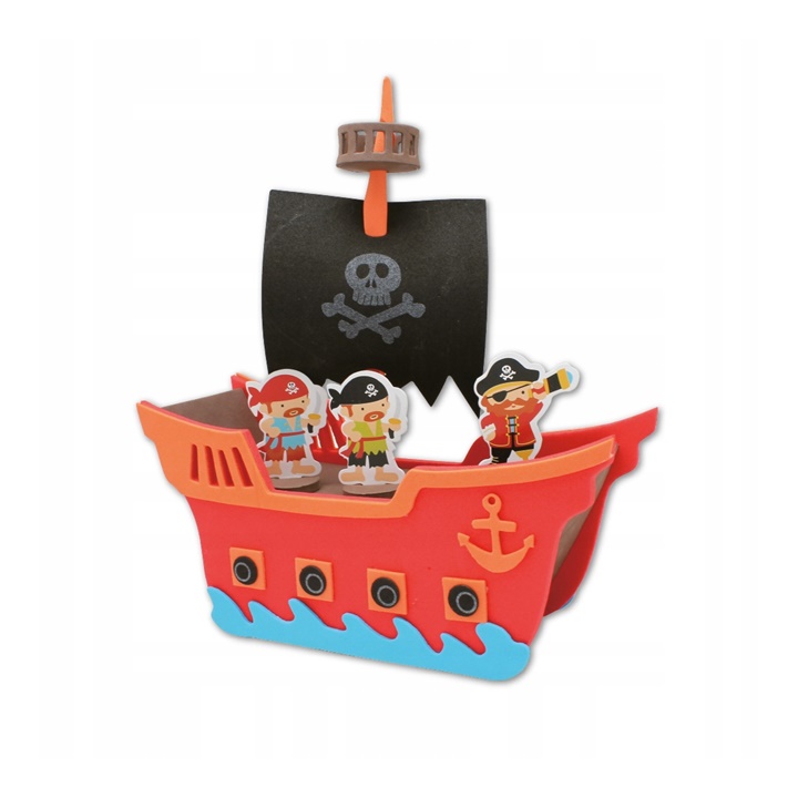 Kreativni set za djecu od pjene Piratski brod 3D - 38 dijelova