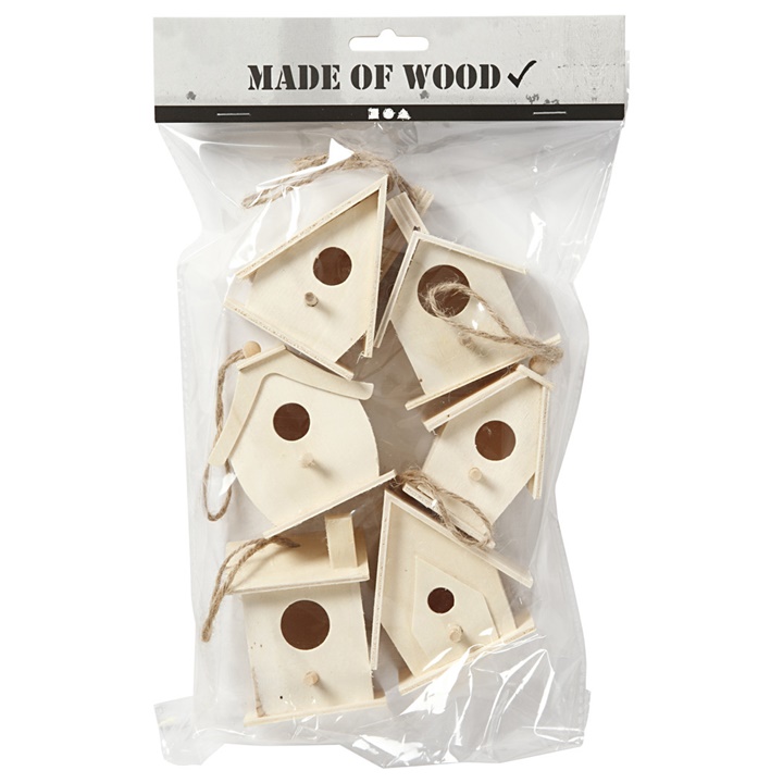 Kućica za ptice s užetom - 6 komada