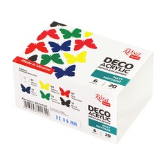 Mat akrilne boje za set za dekoraciju, 6x20ml ROSA TALENT