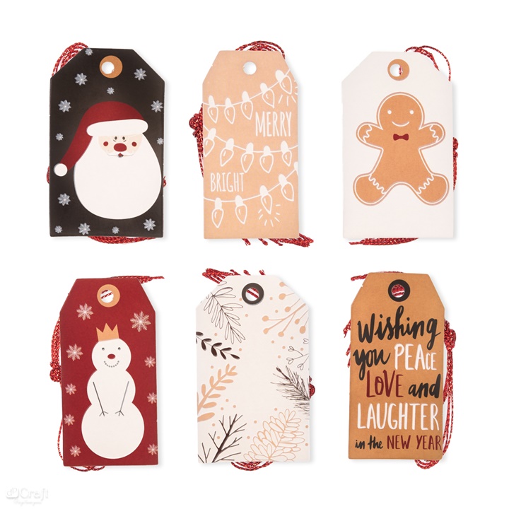 Novogodišnje etikete za dekoraciju 24 kom  | Merry and Bright