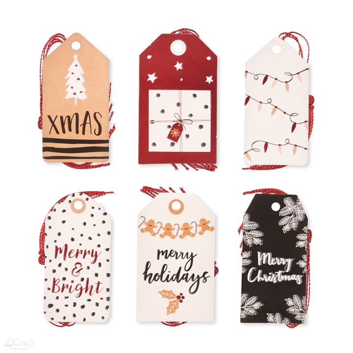 Novogodišnje etikete za dekoraciju 24 kom  | Merry Holidays
