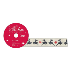 Pamučna traka 1.5cm x 3m - novogodišnji jelen