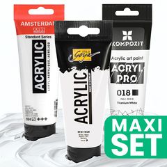 Povoljan set od 3 bijele akrilne boje