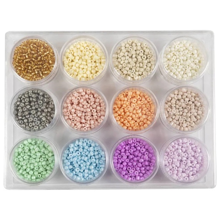 Rocaille perle, pastelne boje, 3mm, set od 12x17g