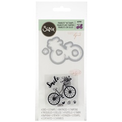 Šabloni za rezanje Sizzix Framelits Bicycle sa pečatima - set od 9 kom