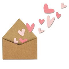 Šabloni za rezanje Sizzix Thinlits With Love Envelope with Hearts - set od 2 komada