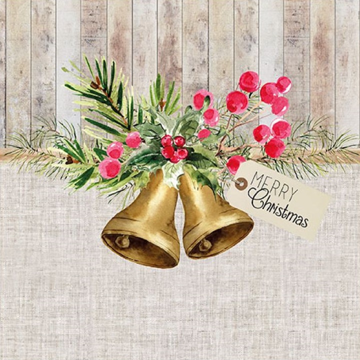 Salveta za dekupaž Christmas Bells - 1 kom