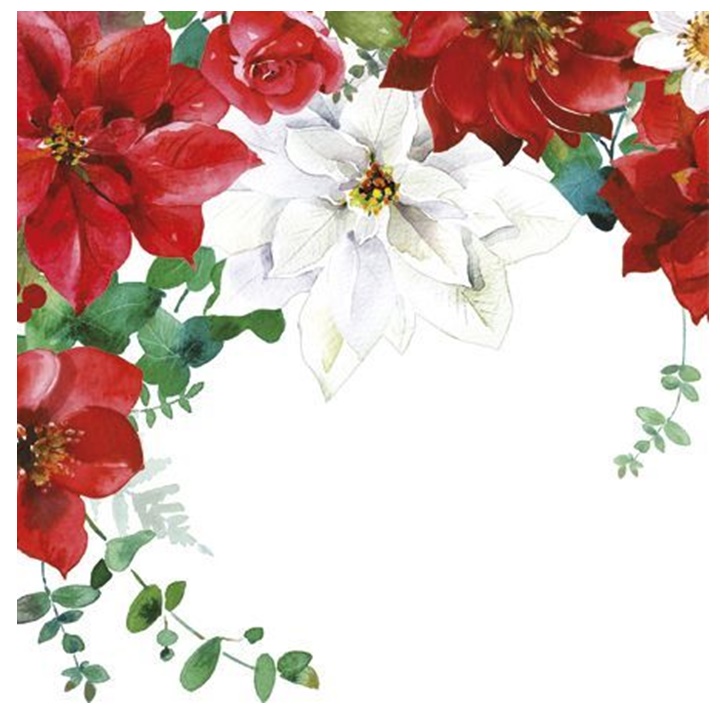 Salveta za dekupaž Christmas Flowers - 1 kom