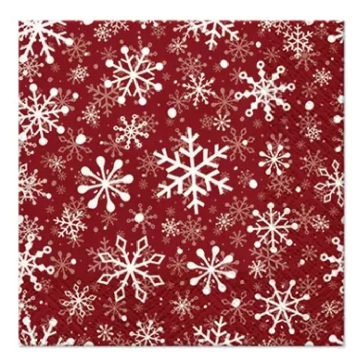 Salveta za dekupaž Christmas Snowflakes - crveni - 1 kom