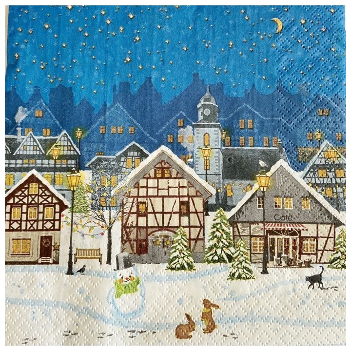 Salveta za dekupaž Christmas Village - 1 kom
