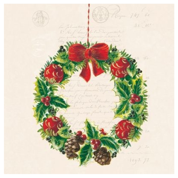 Salveta za dekupaž Christmas Wreath - 1 kom