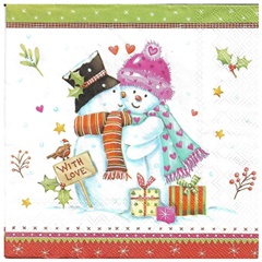 Salveta za dekupaž Lovely snowmen 1 kom