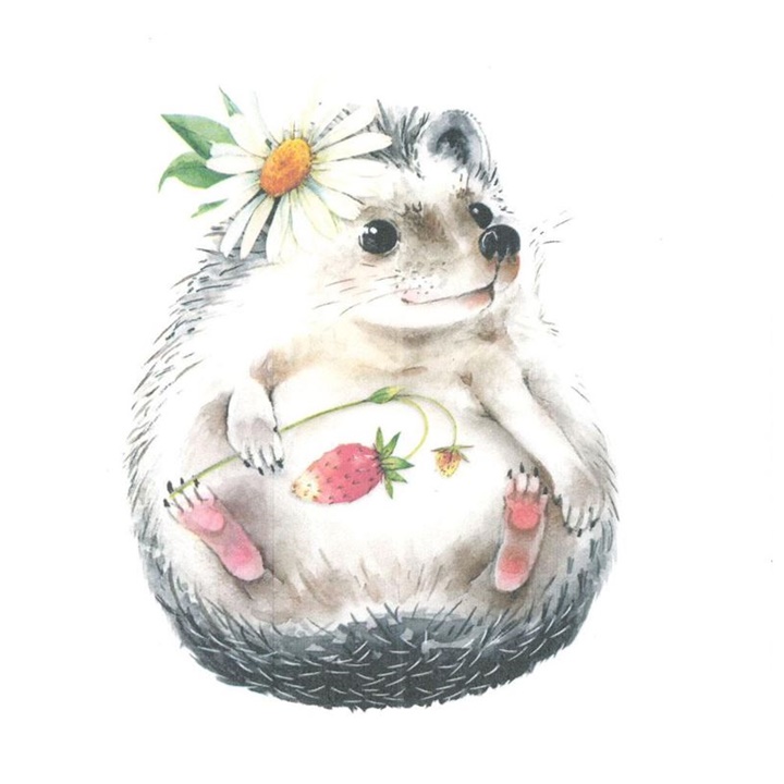 Salveta za dekupaž Wild Strawberry Hedgehog - 1 kom