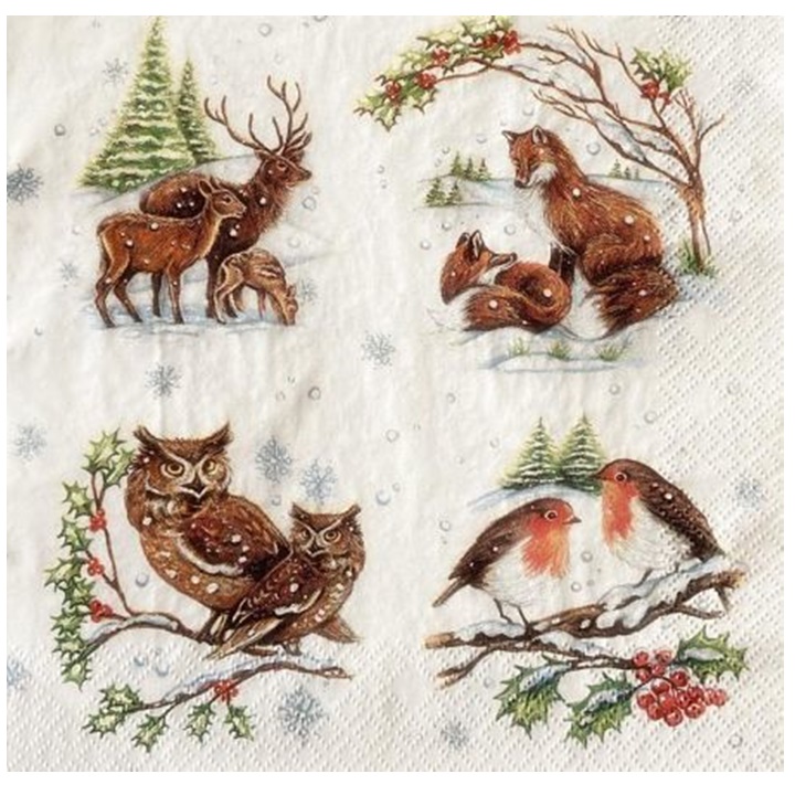Salveta za DEKUPAŽ - Winter Animals - 1 kom