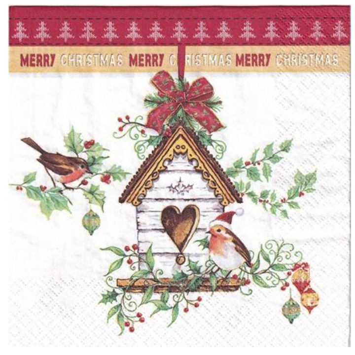 Salvete za DEKUPAŽ Xmas Bird House - 1 kom 