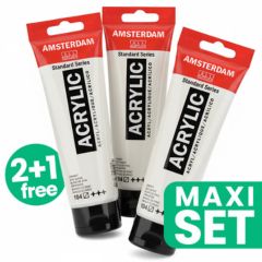 Set od 3 akrilne boje Amsterdam - 2 + 1 gratis | Titan bijela