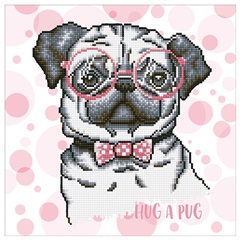Set sa perlicama Diamond Painting - Mops 35 x 35 cm