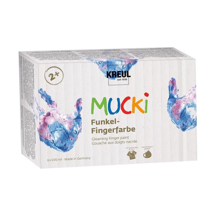 Sjajne dječje boje za prste MUCKI  | set od 6 x 500 ml