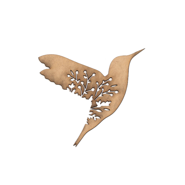 Ukras od MDF-a - kolibri s cvijećem - 20 x 16 cm