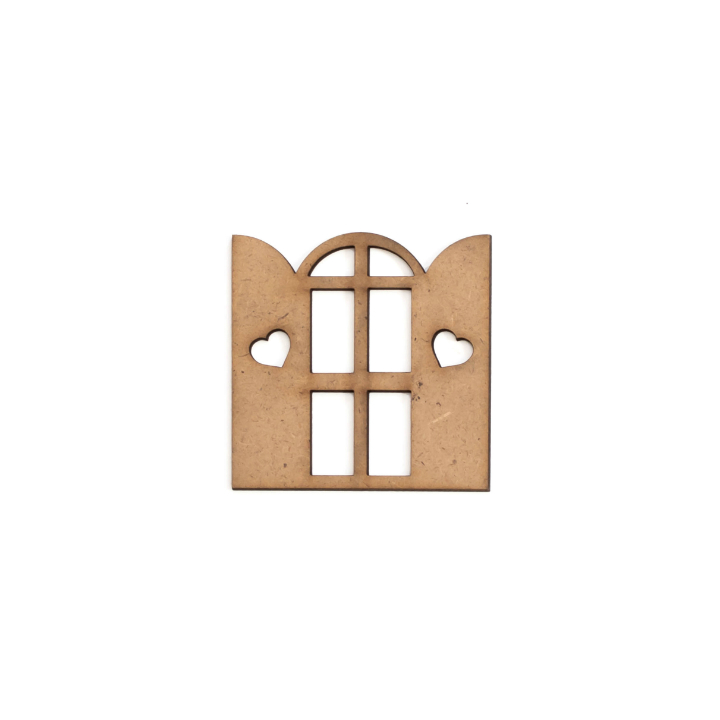 Ukras od MDF-a - otvoren prozor sa srcima - 9 cm