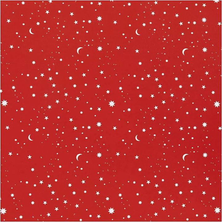 Ukrasni papir  | tamnocrveni Stars and moons 50 cm x 5 m