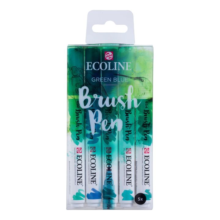 Vodene olovke Ecoline Brush Pen Green Blue | Set od 5 komada