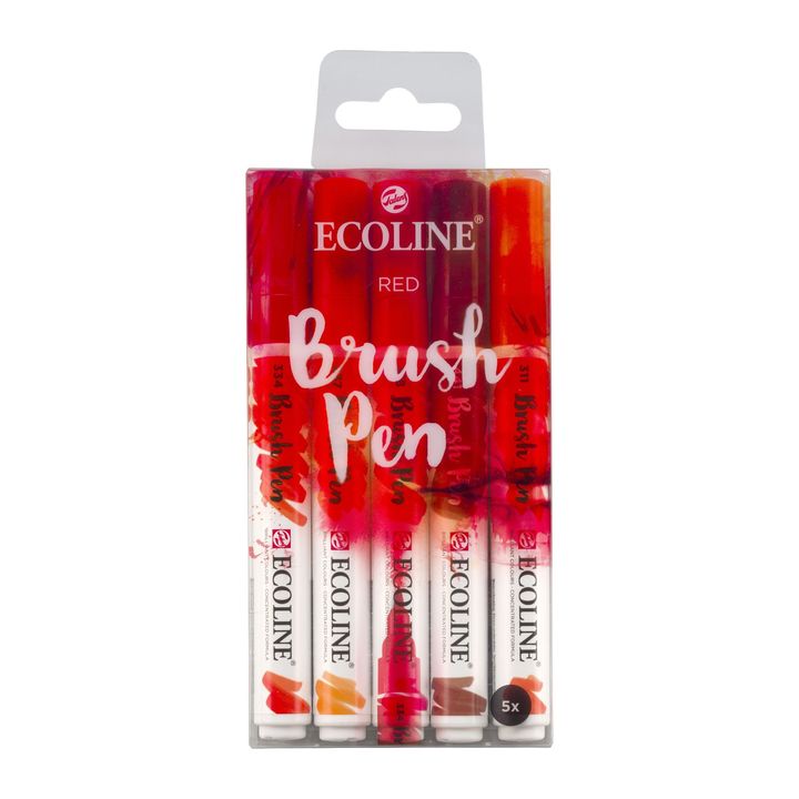 Vodene olovke Ecoline Brush Pen Red | Set od 5 komada