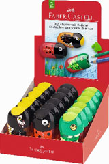 Šiljilo duplo Mix bubamara-riba-orao s gumicom - 18 kom